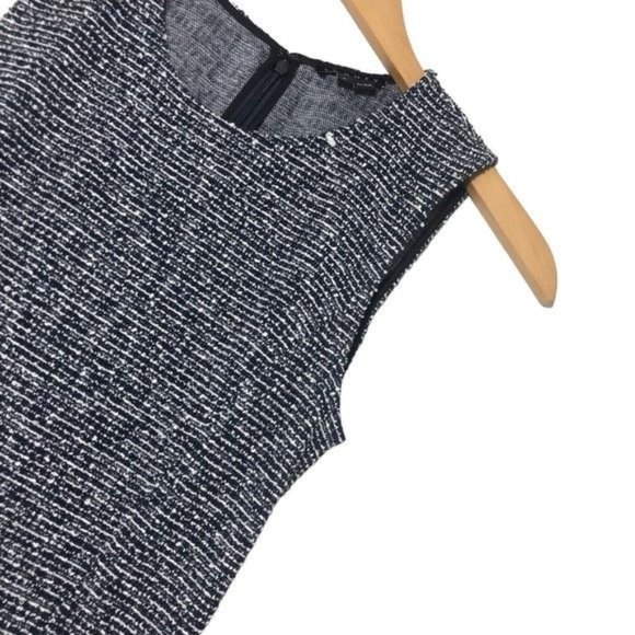 Theory Tillora Tweed Skater Dress Sleeveless A-Line Mini Navy White Women’s Sz 2 - Picture 5 of 12